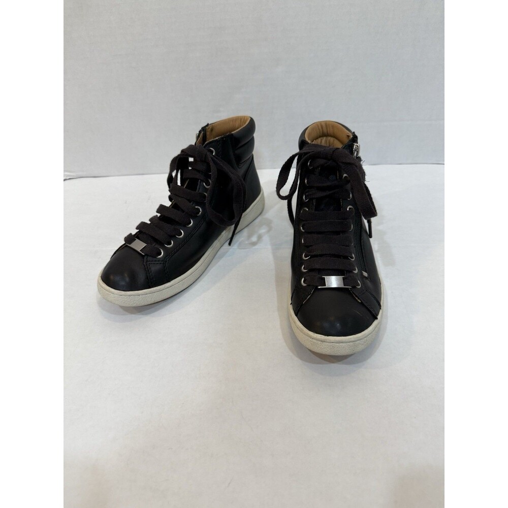 UGG Women's Black Leather‎ Lace-Up Ankle Boots Booties with Side Zipper 6.5